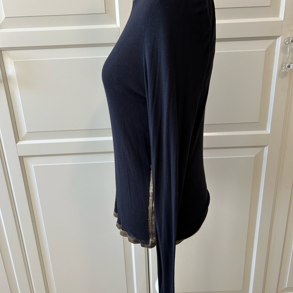 Zadig & Voltaire Black & Metallic Gold Willy LS T-Shirt Size M - Picture 4 of 7
